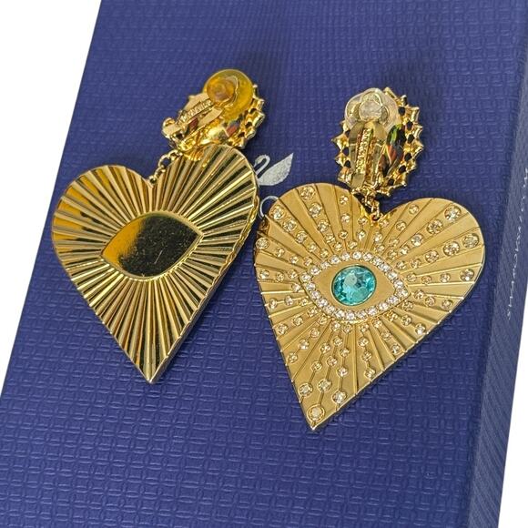 Swarovski Women's Metallic Lucky Goddess Heart Clip Earrings - Picture 3 of 5